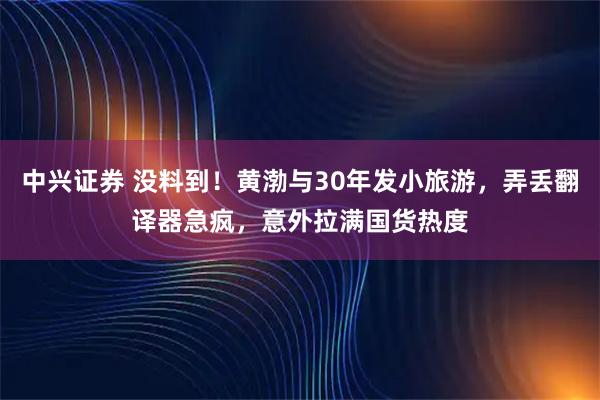 中兴证券 没料到！黄渤与30年发小旅游，弄丢翻译器急疯，意外拉满国货热度